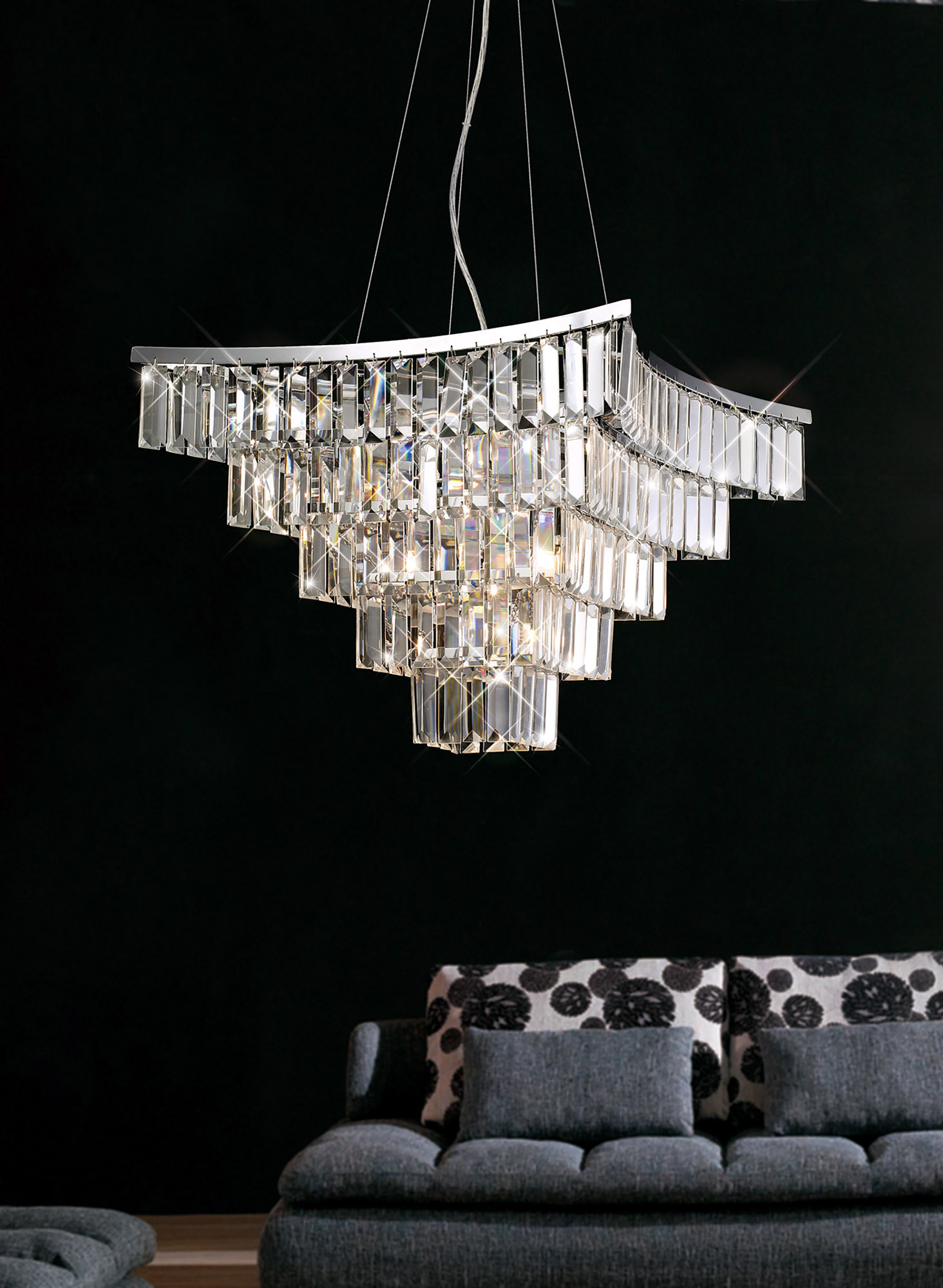 Gianni Crystal Ceiling Lights Diyas Ringed & Square Crystal Fittings